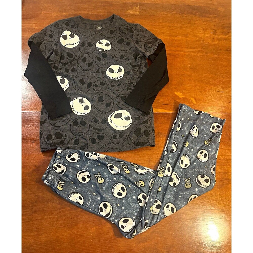 Disney Jack Skellington Boys 2-Piece Fleece Pajama Set Size 10 Gray/Black
